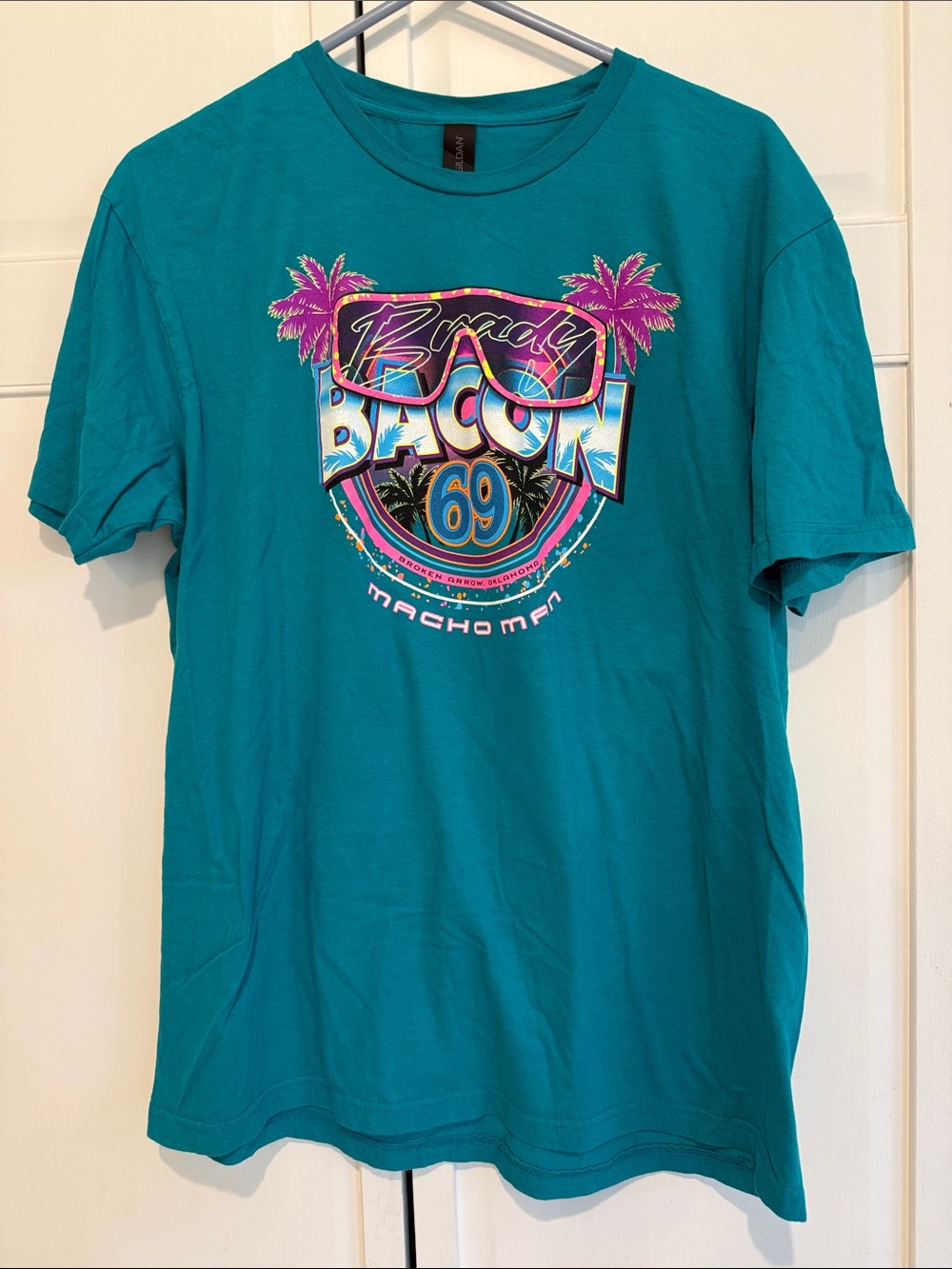 Teal Graphic 'Brady Bacon 69' Retro Tee